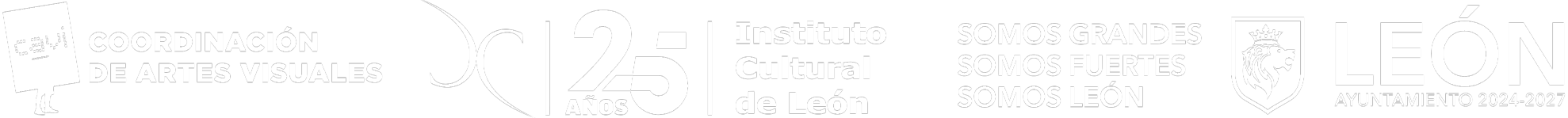 pleca Coordinación de artes Visuales; 25 años del Instituto Cultural de León; y Ayuntamiento de León