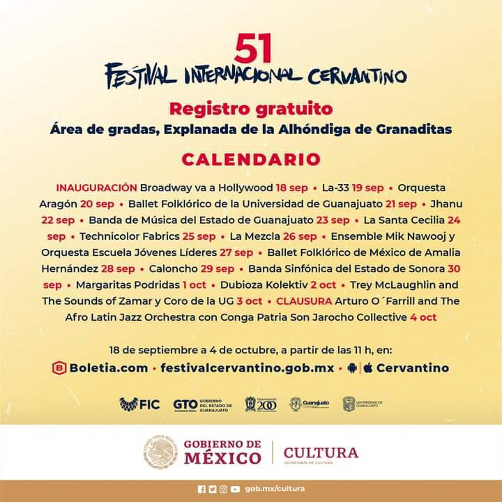 Ya está abierto el registro en línea para eventos del Festival Internacional Cervantino en la Alhóndiga de Granaditas 
